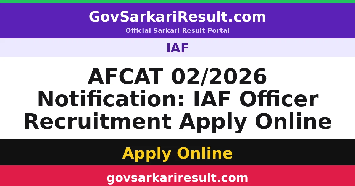 AFCAT 02/2026 Notification: IAF Officer Recruitment Apply Online