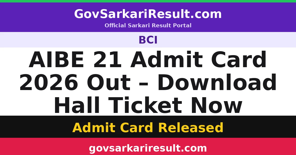 AIBE 21 Admit Card 2026 Out – Download Hall Ticket Now