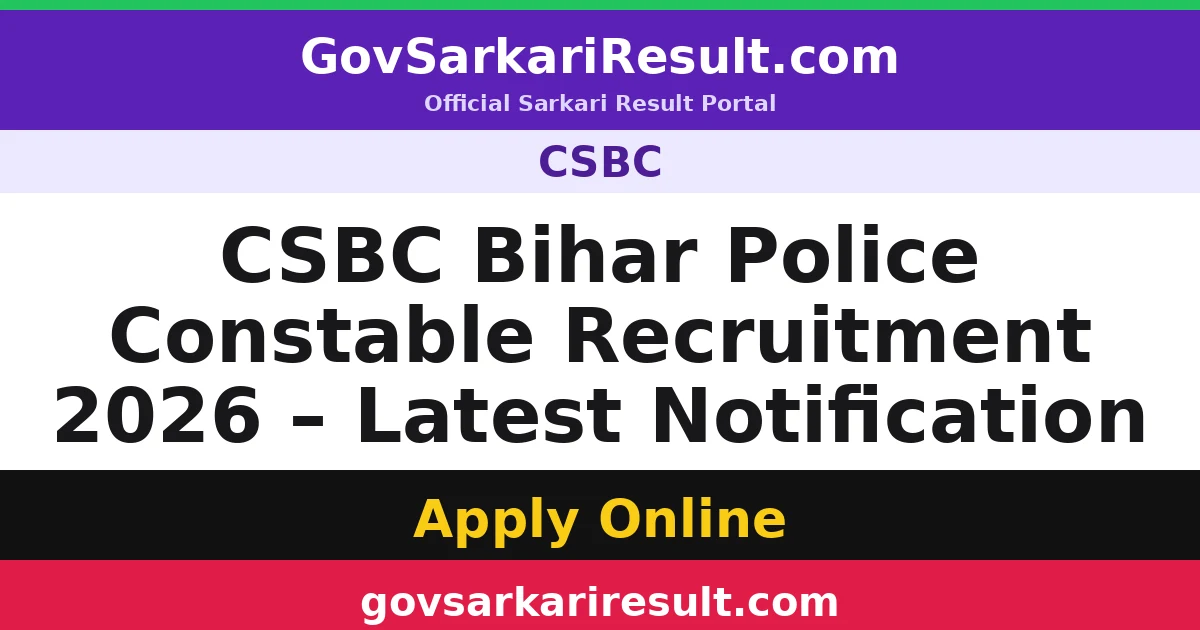 CSBC Bihar Police Constable Recruitment 2026 – Latest Notification