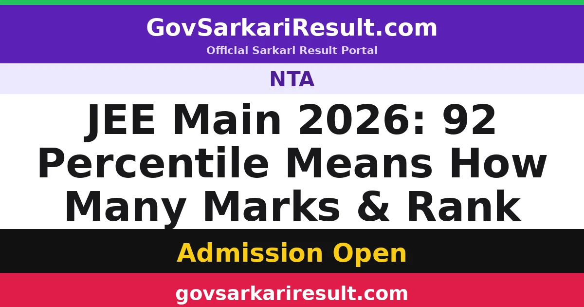 JEE Main 2026: 92 Percentile Means How Many Marks & Rank