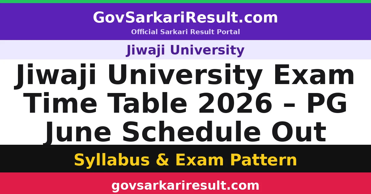 Jiwaji University Exam Time Table 2026 – PG June Schedule Out