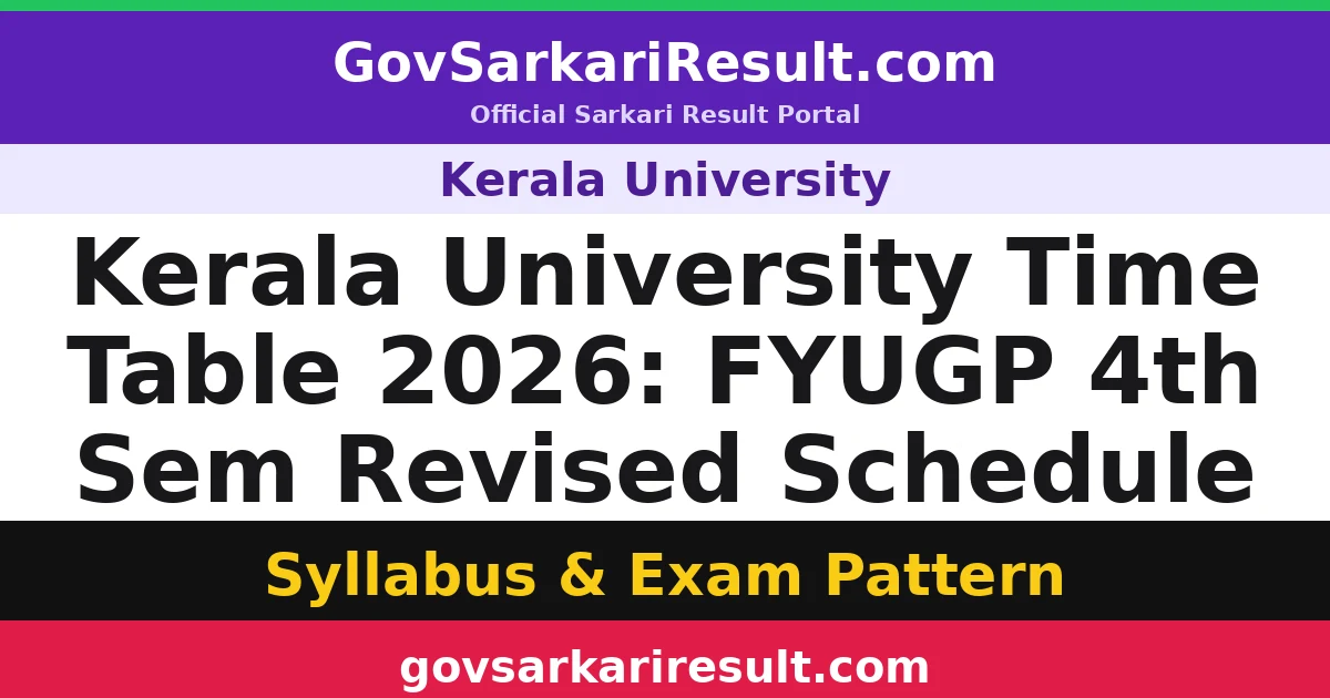 Kerala University Time Table 2026: FYUGP 4th Sem Revised Schedule