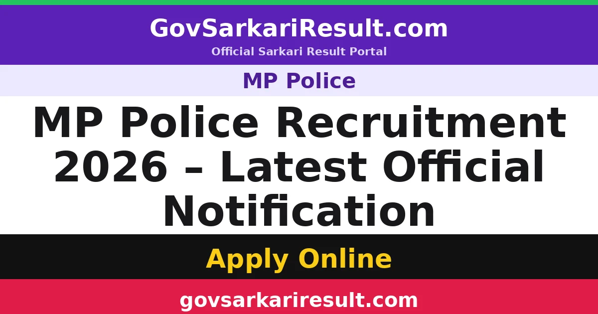MP Police Recruitment 2026 – Latest Official Notification