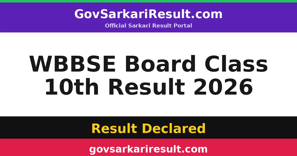WBBSE Board Class 10th Result 2026