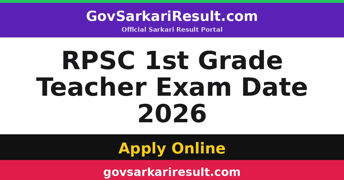RPSC 1st Grade Teacher Exam Date 2026