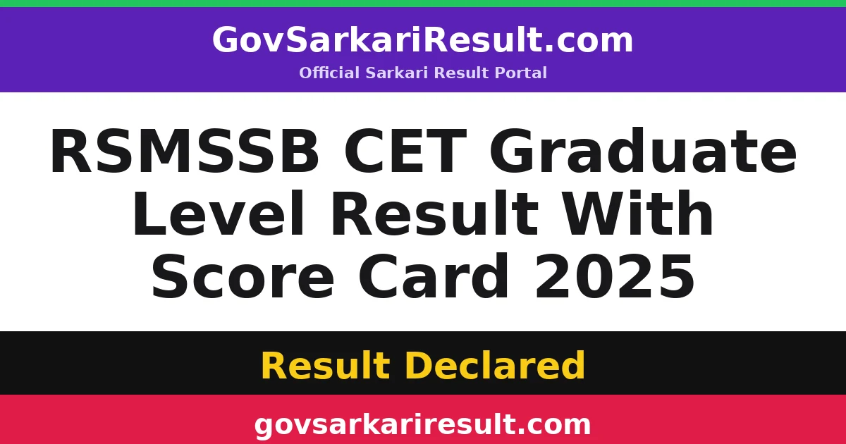 RSMSSB CET Graduate Level Result With Score Card 2025