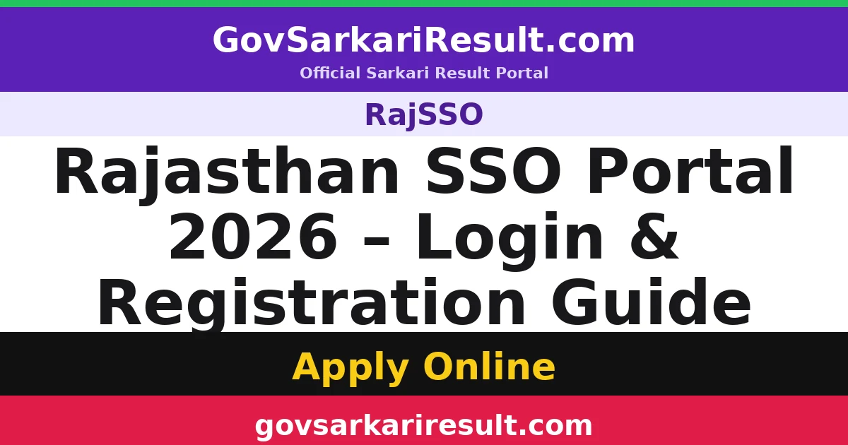 Rajasthan SSO Portal 2026 – Login & Registration Guide