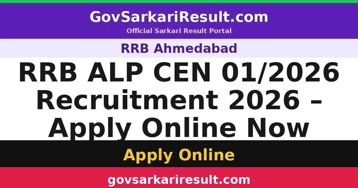 RRB ALP CEN 01/2026 Recruitment 2026 – Apply Online Now