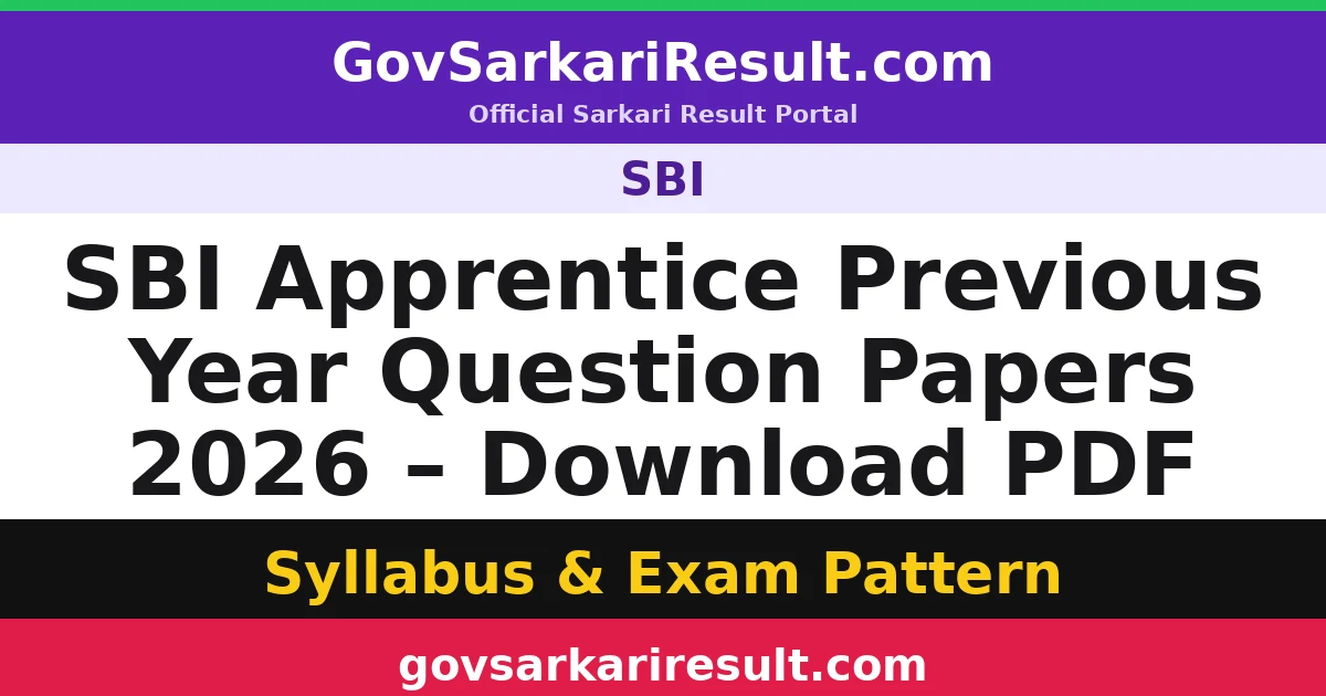SBI Apprentice Previous Year Question Papers 2026 – Download PDF