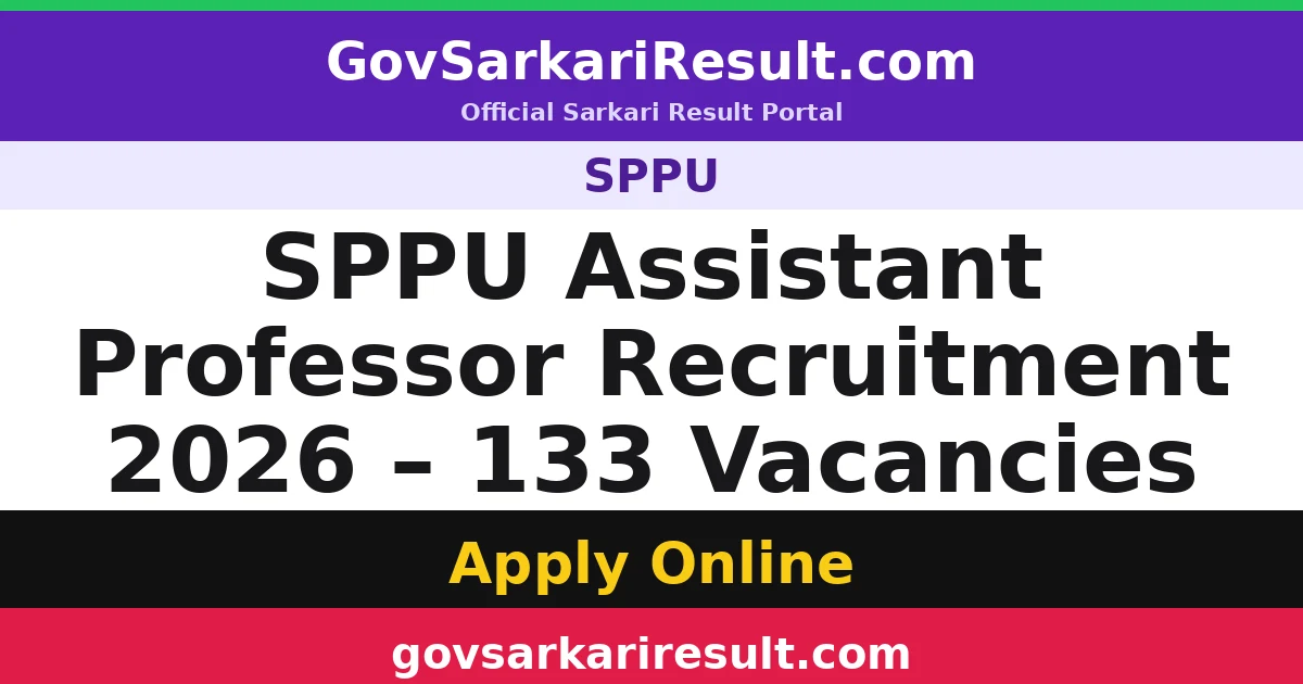 SPPU Assistant Professor Recruitment 2026 – 133 Vacancies