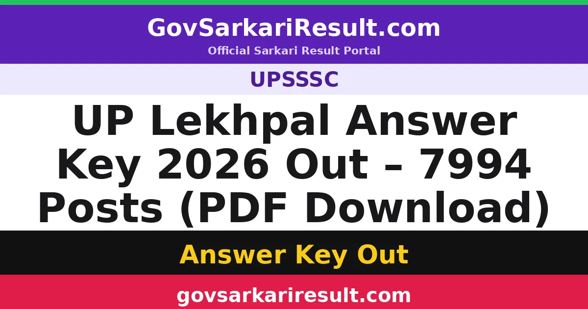 UP Lekhpal Answer Key 2026 Out – 7994 Posts (PDF Download)