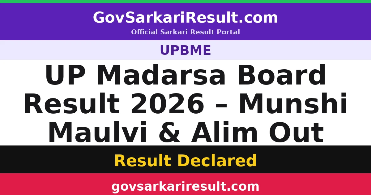 UP Madarsa Board Result 2026 – Munshi Maulvi & Alim Out
