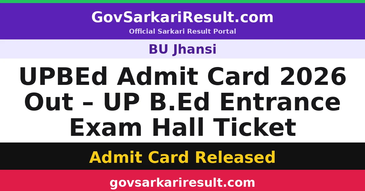 UPBEd Admit Card 2026 Out – UP B.Ed Entrance Exam Hall Ticket