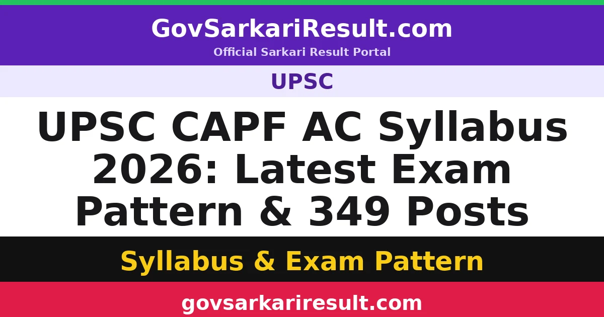 UPSC CAPF AC Syllabus 2026: Latest Exam Pattern & 349 Posts
